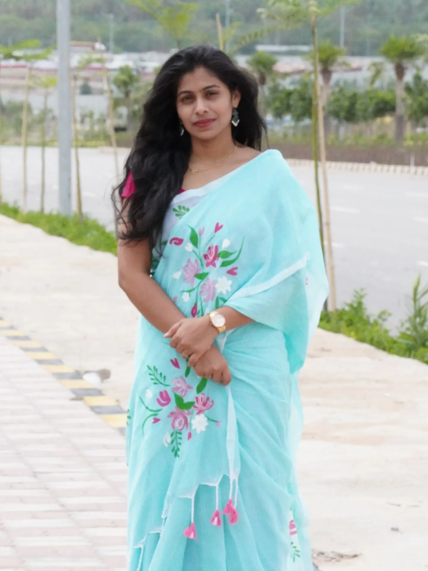 Hand painted designer saree floral designer saree