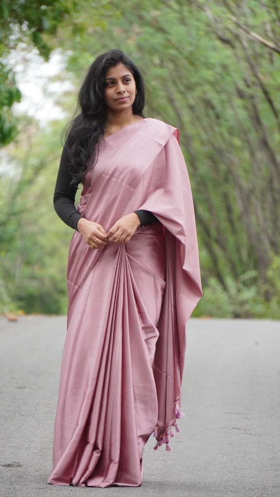 Pink Satin Saree