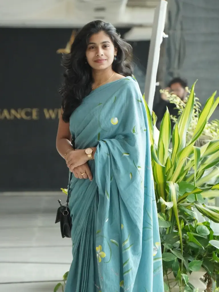 Dusty teal blue Saree