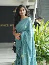 Dusty teal blue Saree