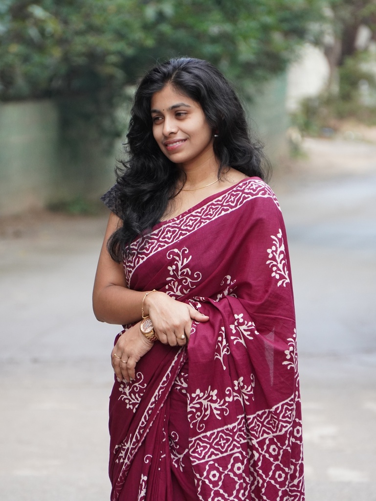 Maroon Kadhi Cotton Saree